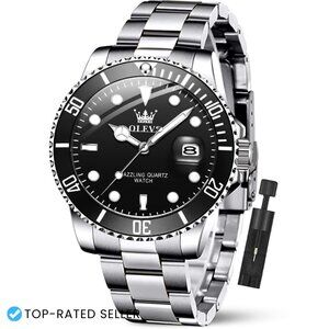 Stainless Steel Analog Quartz Dress Watch Luminous Waterproof Classic Business